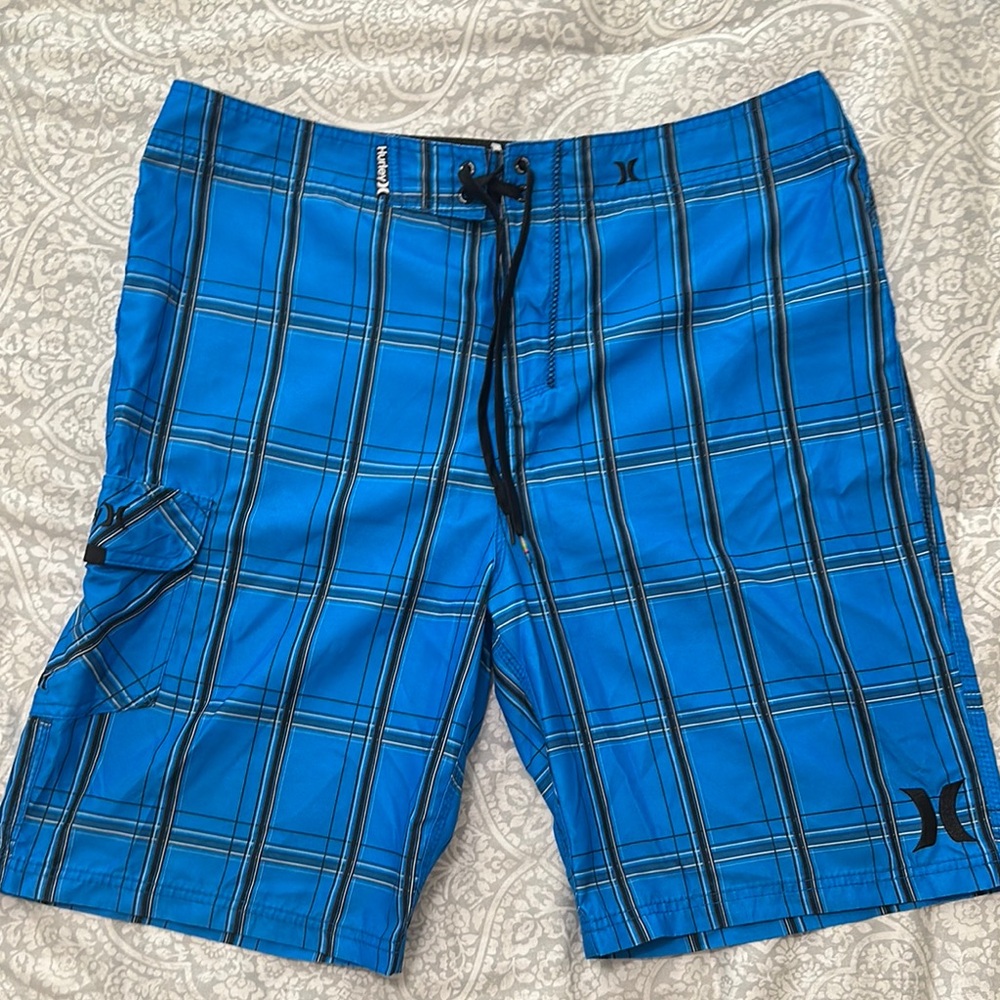 Hurley Men's Blue Plaid Swim Shorts